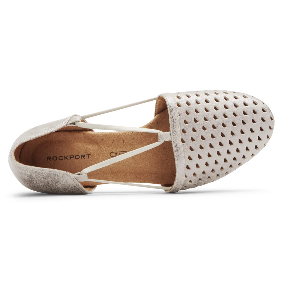 Rockport Flats Sko Dame Hvite - Reagan Perforated - FJKE51096